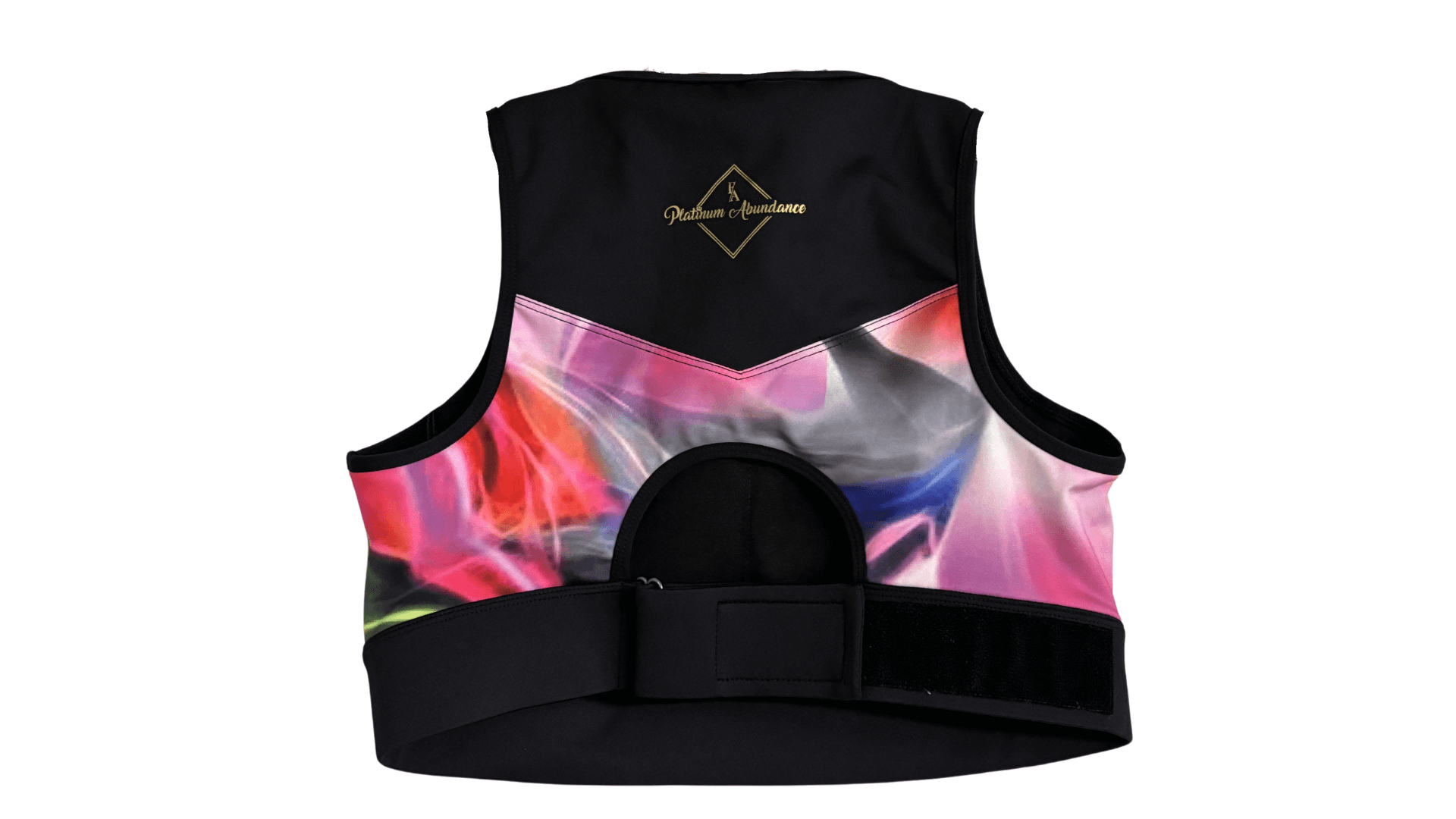 Vibrant neon print activewear vest with adjustable straps and supportive design for workouts.